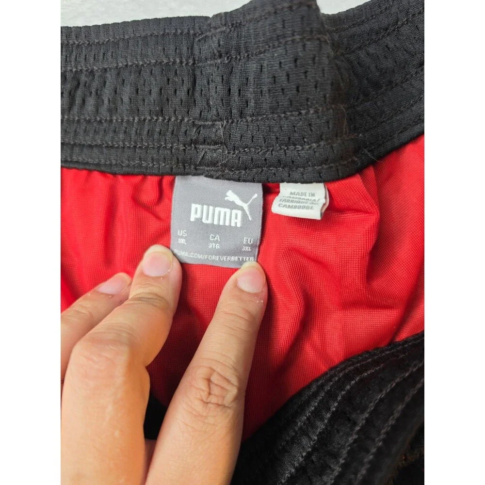 Puma Mens Black And Red Basketball Mesh Shorts Drawstrings Size 3XL